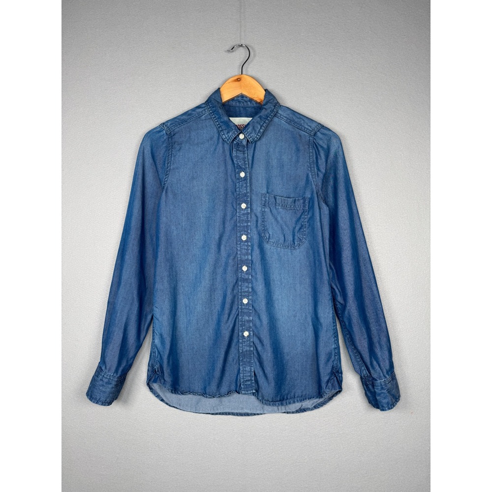 Mossimo Supply Co Lyocell Chambray Button Up Shirt Washed Blue S Casual